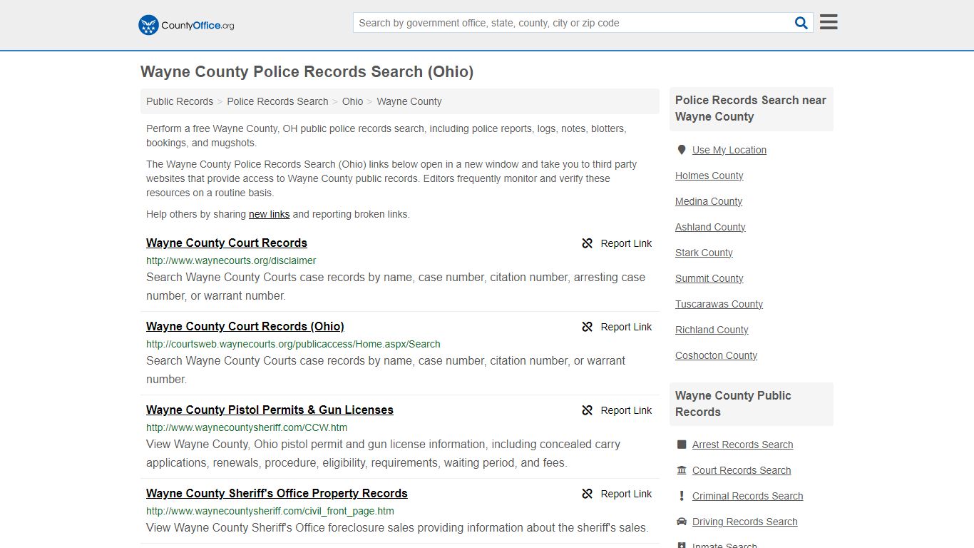 Police Records Search - Wayne County, OH (Accidents & Arrest Records)